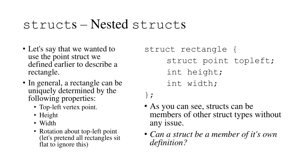 struct s nested struct s