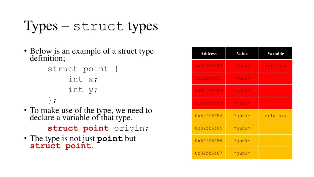 types struct types 1