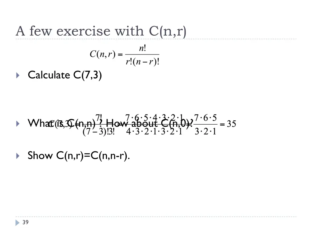 a few exercise with c n r