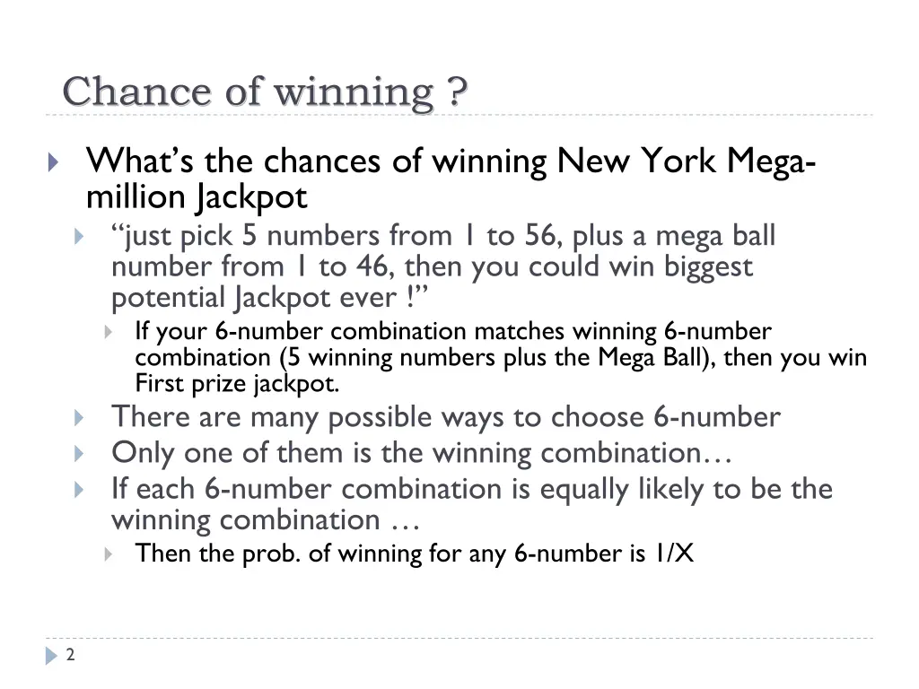 chance of winning