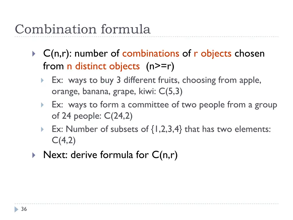 combination formula