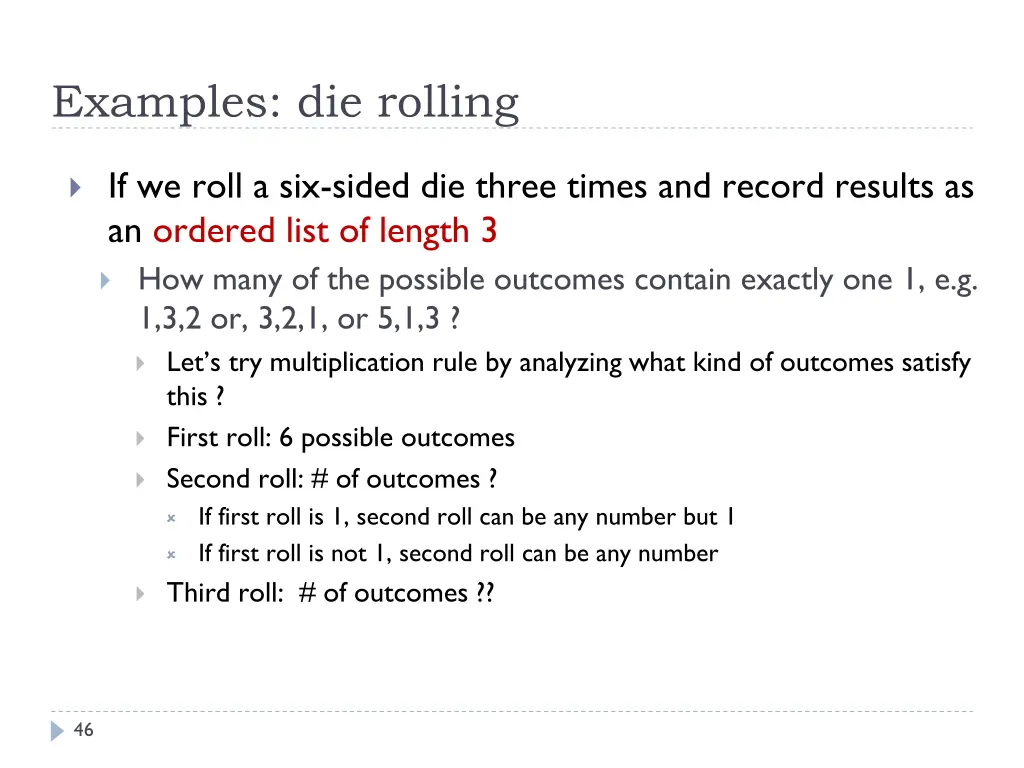 examples die rolling 1