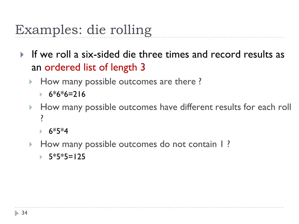 examples die rolling