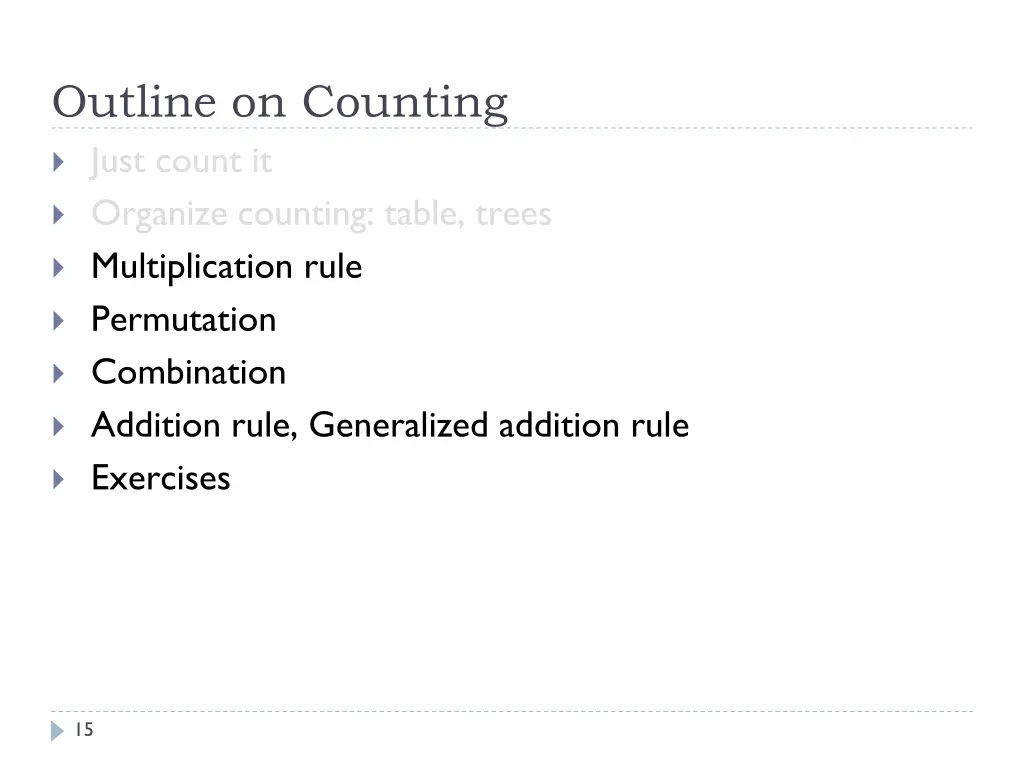 outline on counting just count it organize