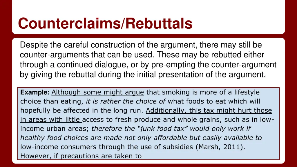 counterclaims rebuttals