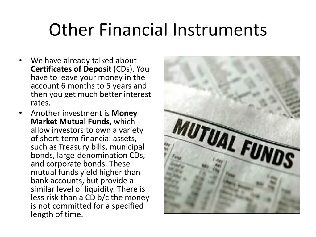 other financial instruments