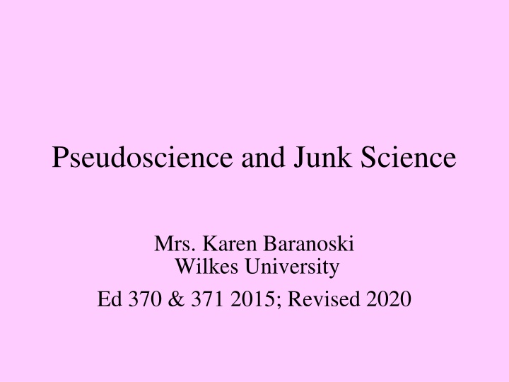 pseudoscience and junk science