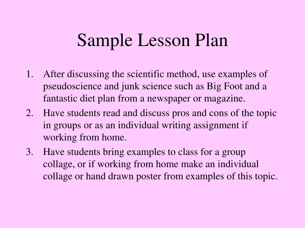 sample lesson plan