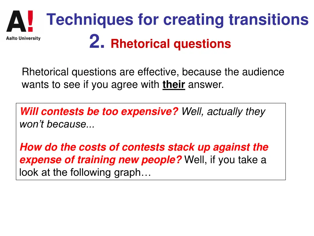 techniques for creating transitions 2 rhetorical