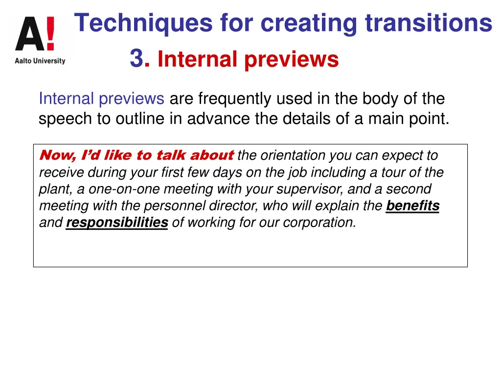 techniques for creating transitions 3 internal