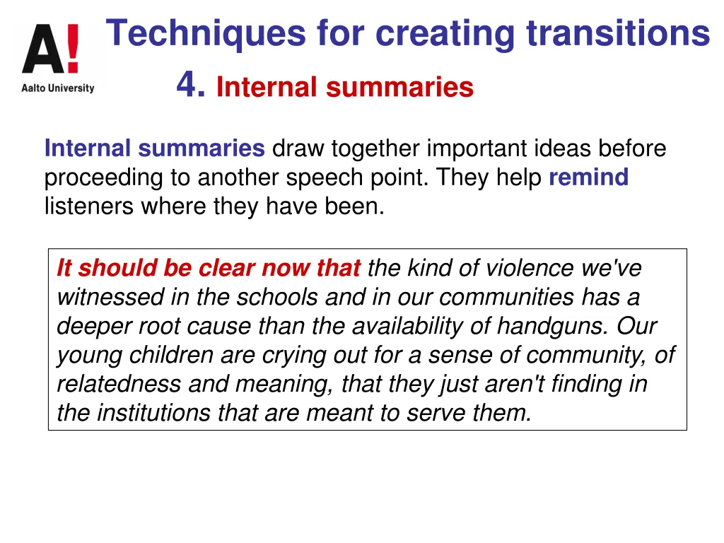 techniques for creating transitions 4 internal