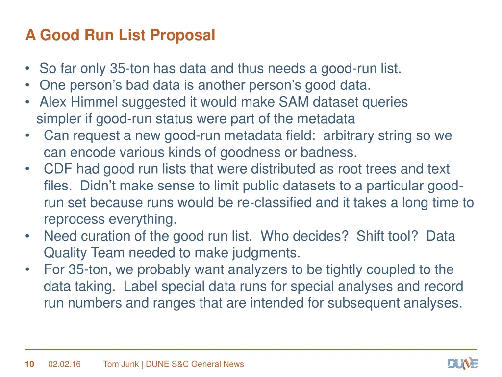 a good run list proposal