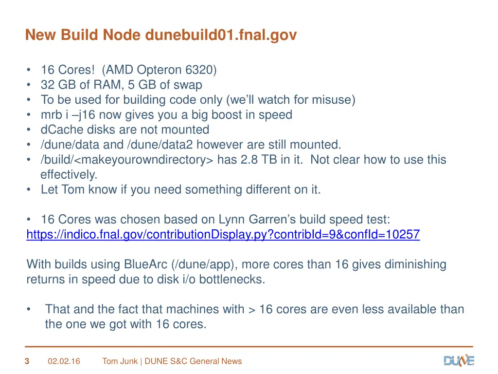 new build node dunebuild01 fnal gov