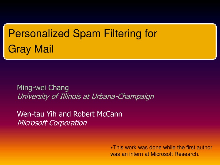 personalized spam filtering for gray mail