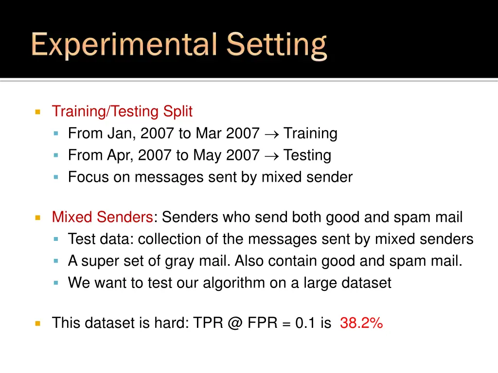 training testing split from jan 2007 to mar 2007