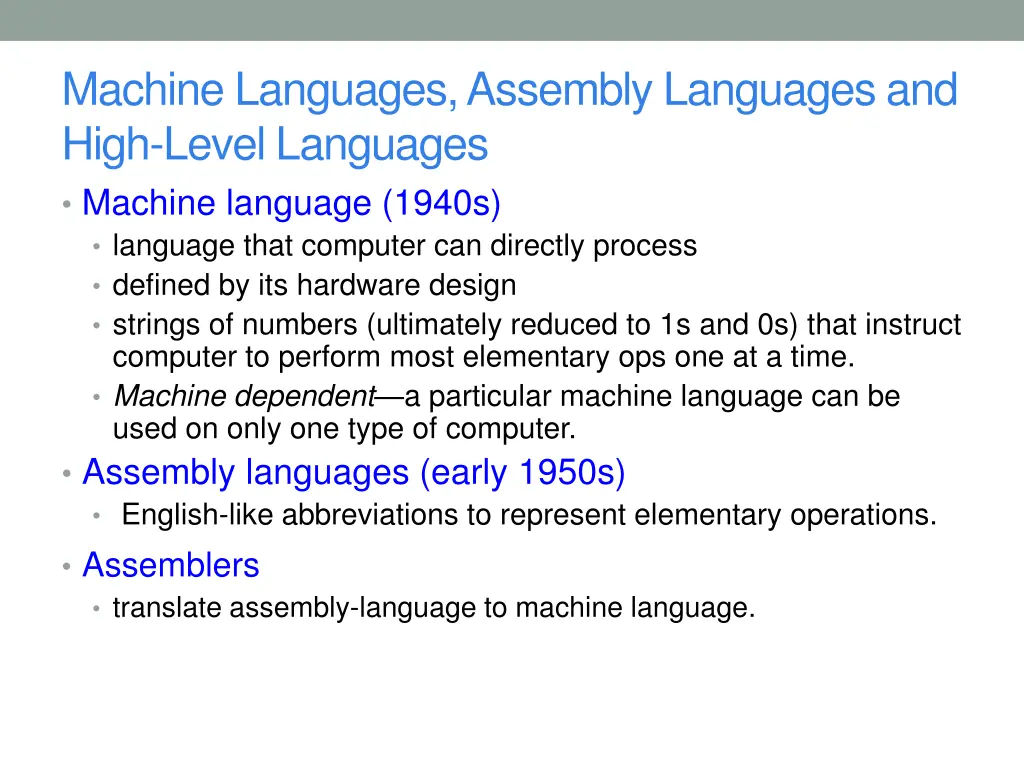 machine languages assembly languages and high