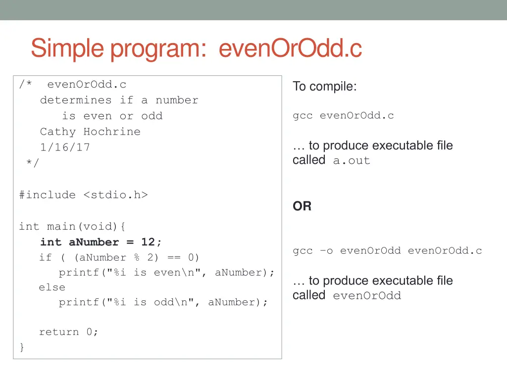 simple program evenorodd c