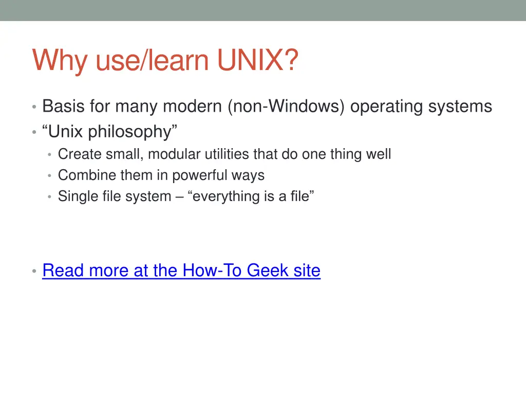 why use learn unix