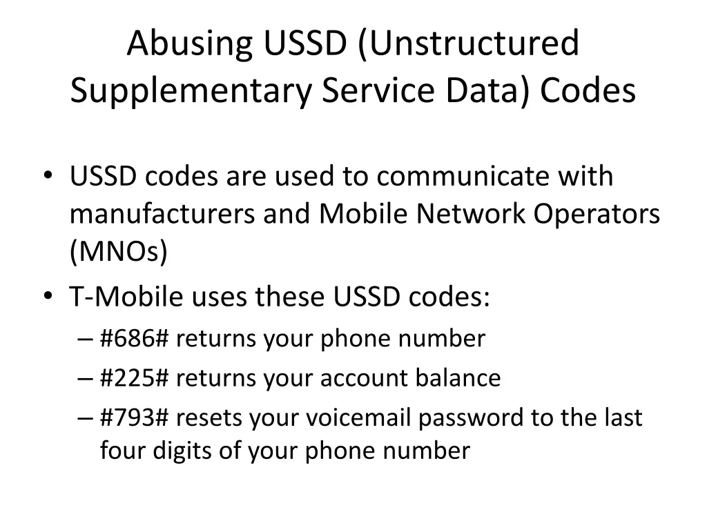 abusing ussd unstructured supplementary service