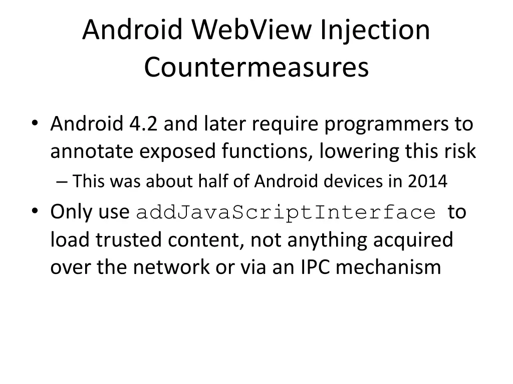 android webview injection countermeasures