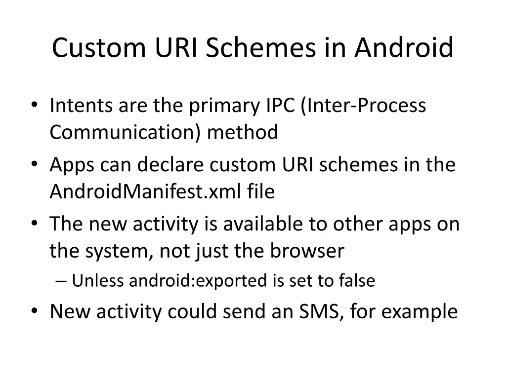 custom uri schemes in android