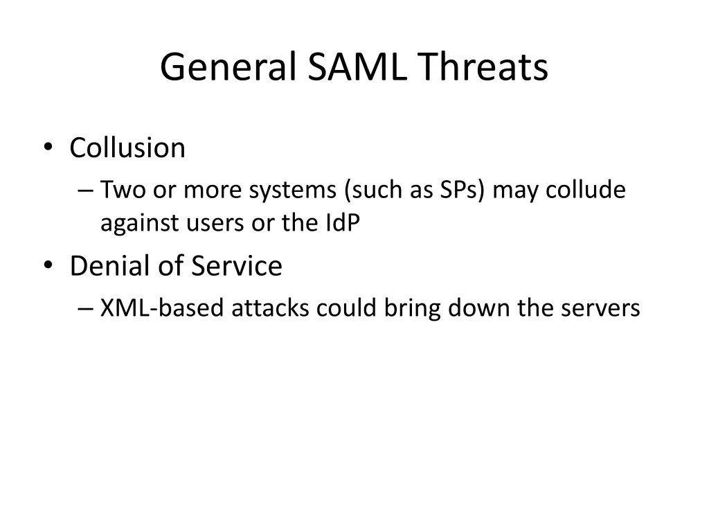 general saml threats