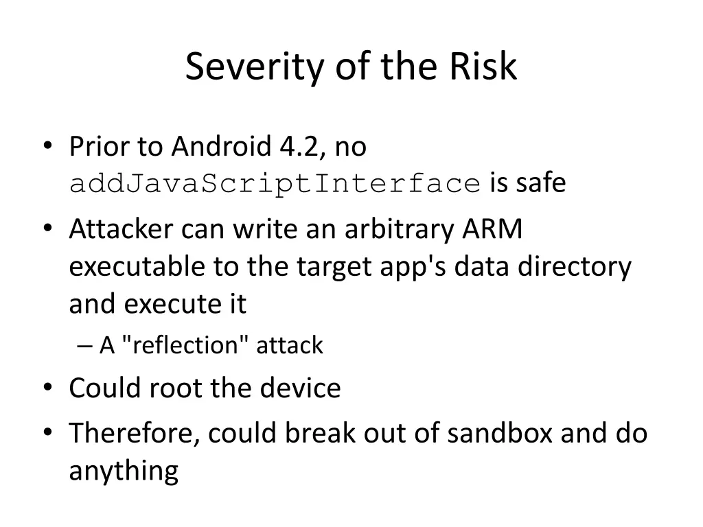 severity of the risk