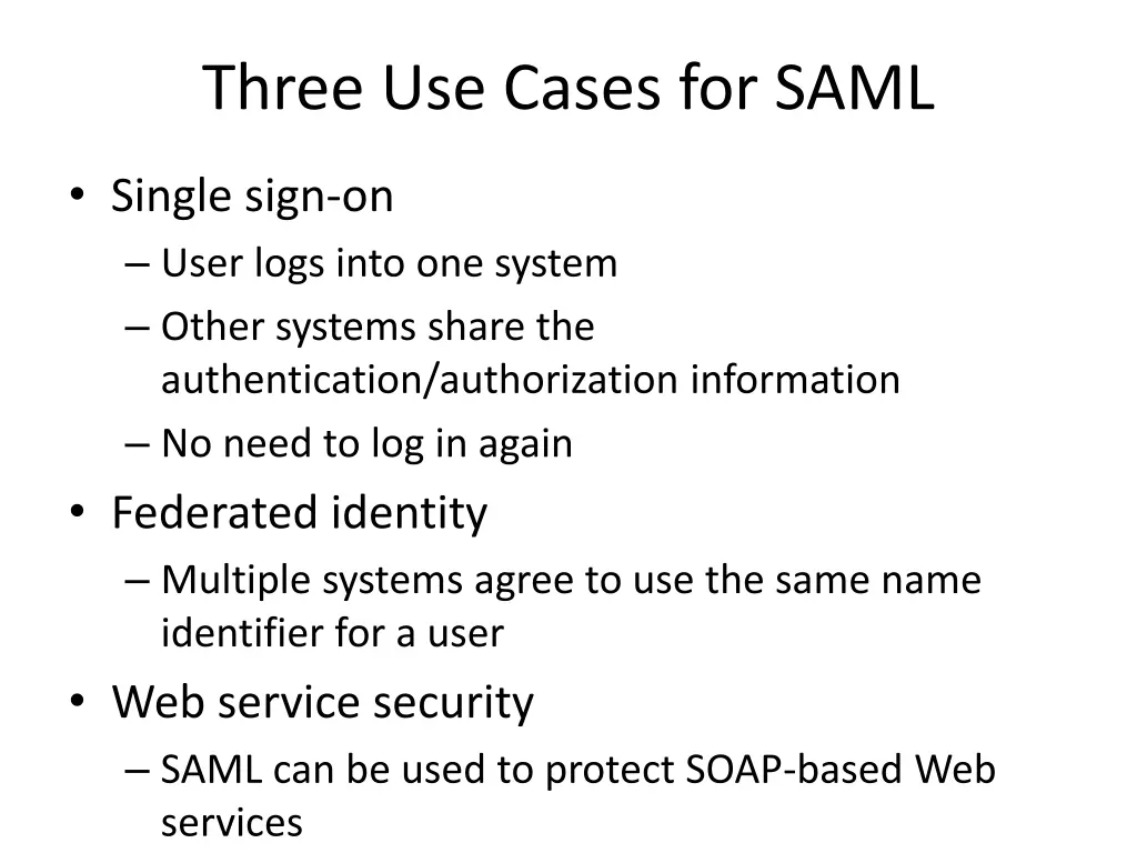 three use cases for saml