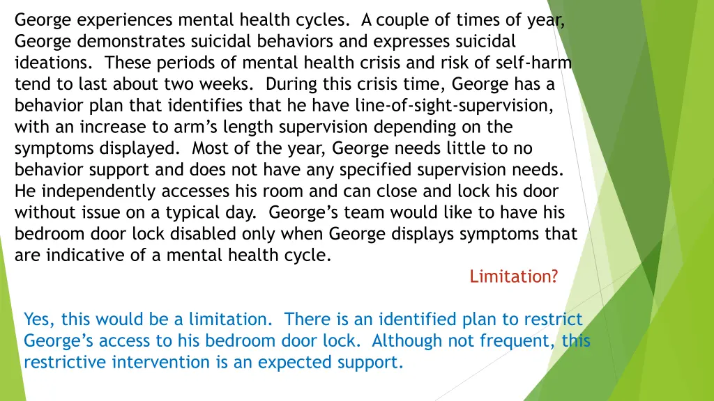 george experiences mental health cycles a couple