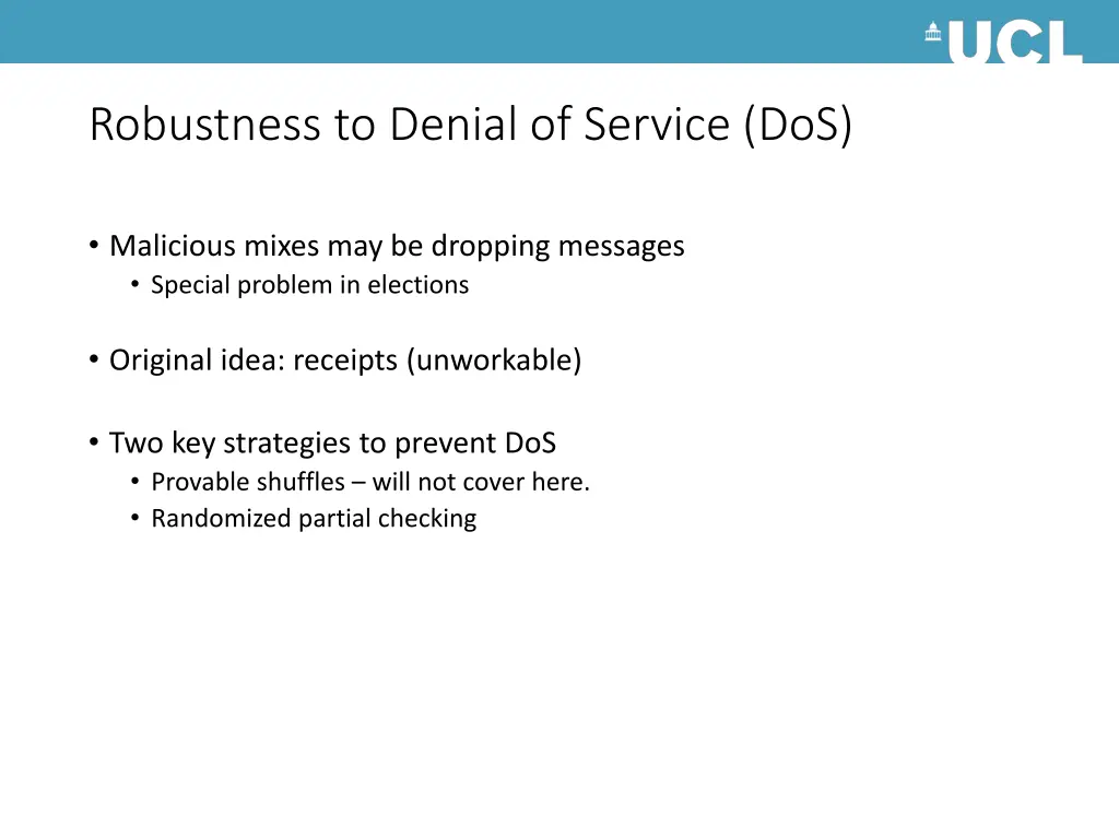 robustness to denial of service dos