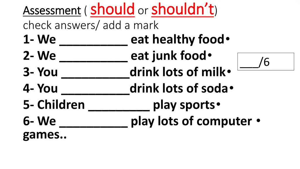 assessment assessment should check answers