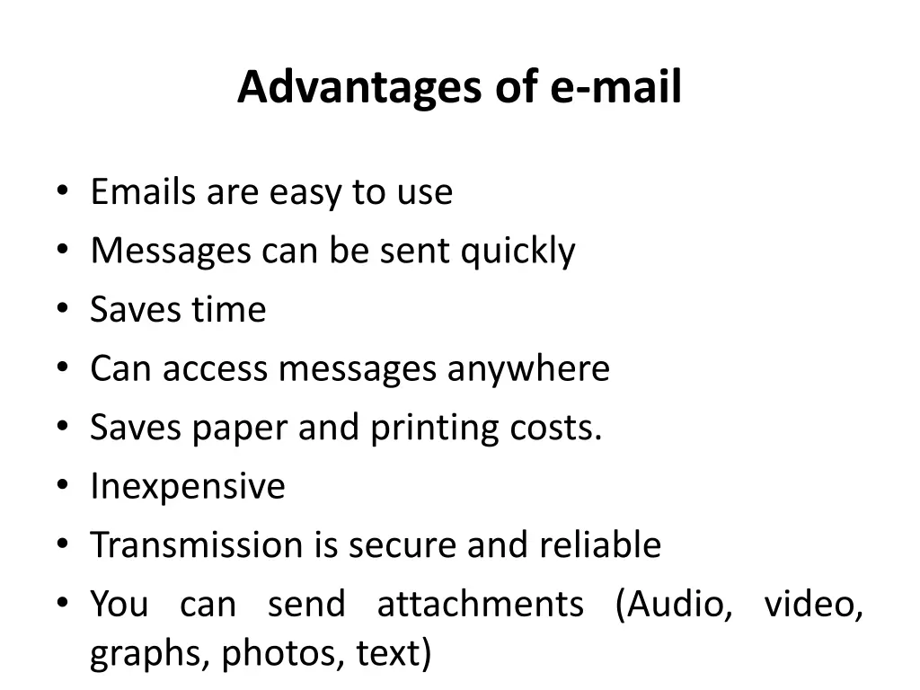 advantages of e mail