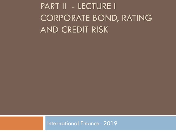 part ii lecture i corporate bond rating