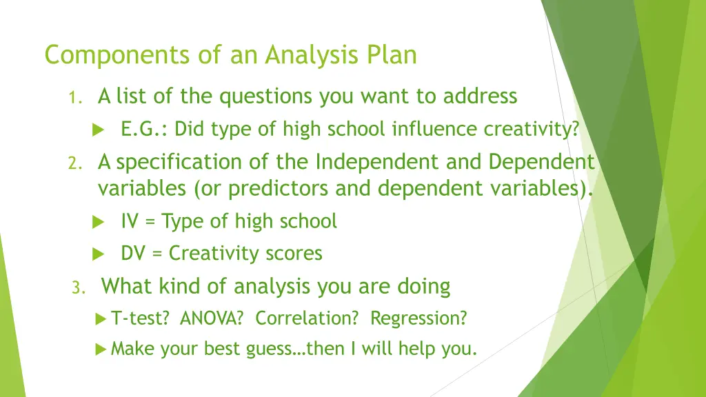 components of an analysis plan