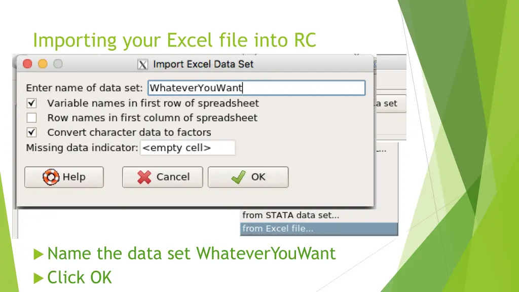 importing your excel file into rc 1