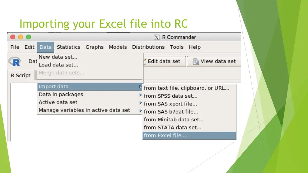 importing your excel file into rc