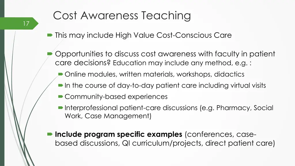 cost awareness teaching