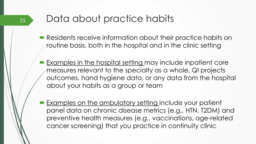 data about practice habits