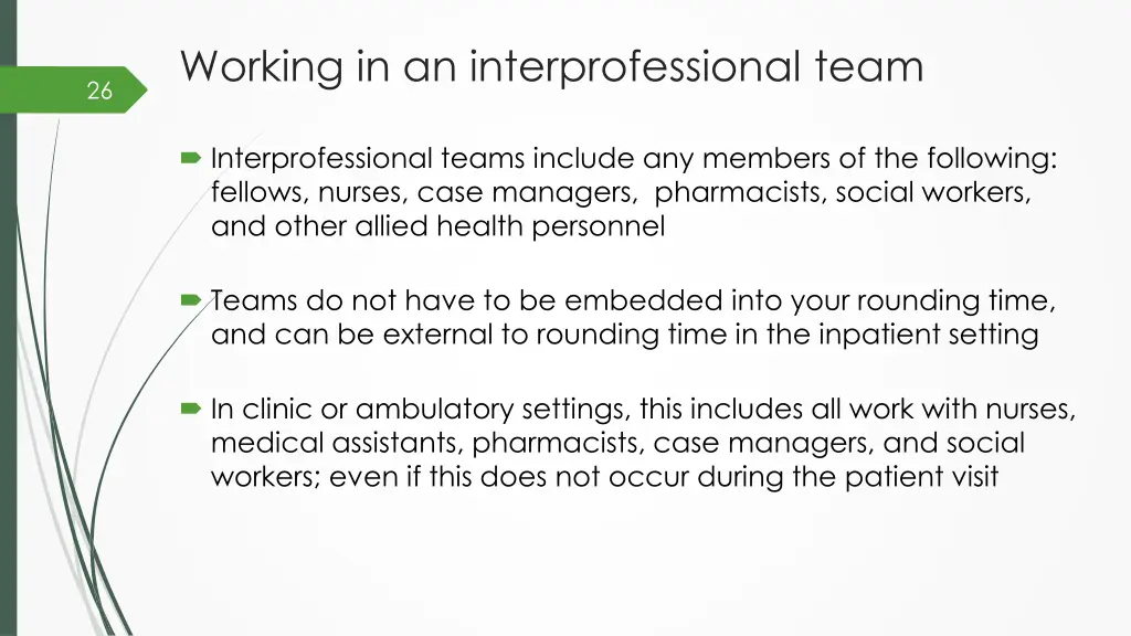 working in an interprofessional team