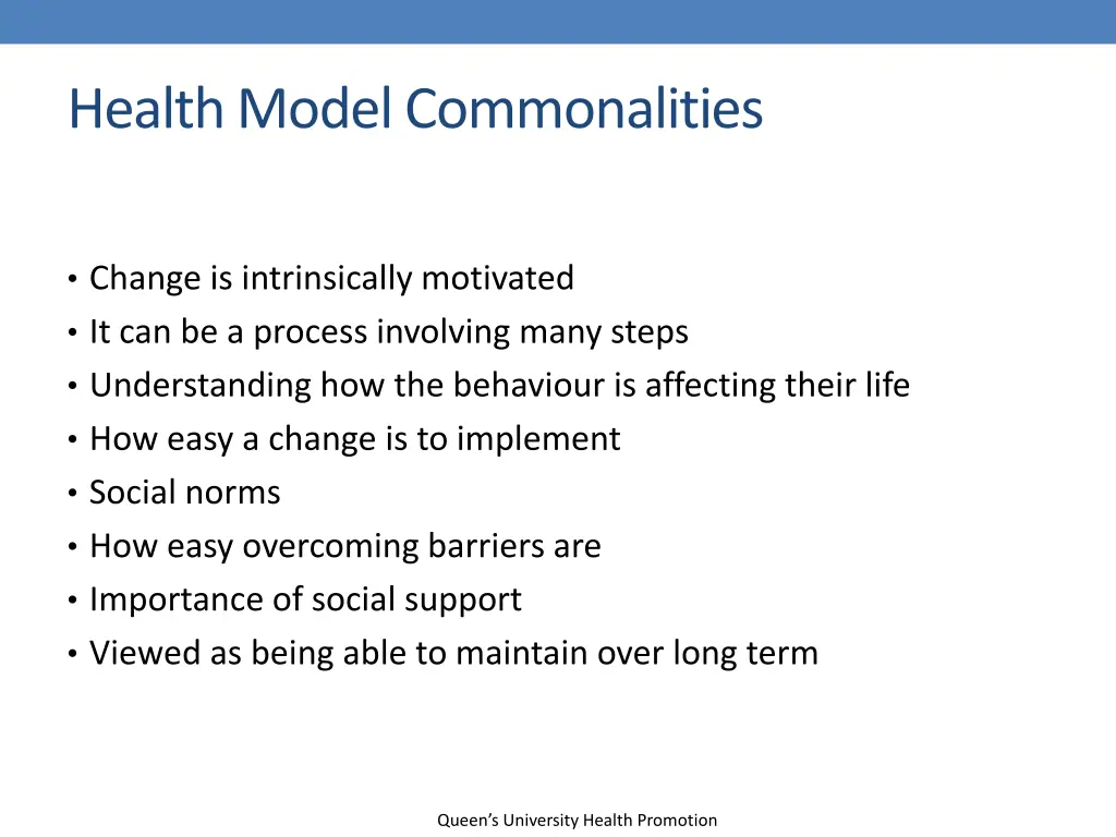 health model commonalities