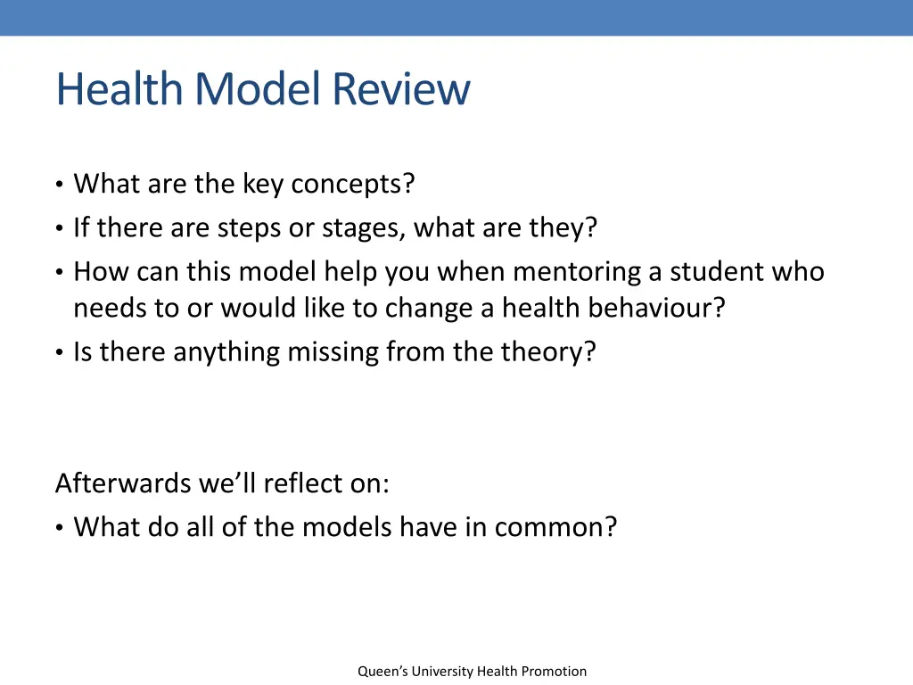 health model review