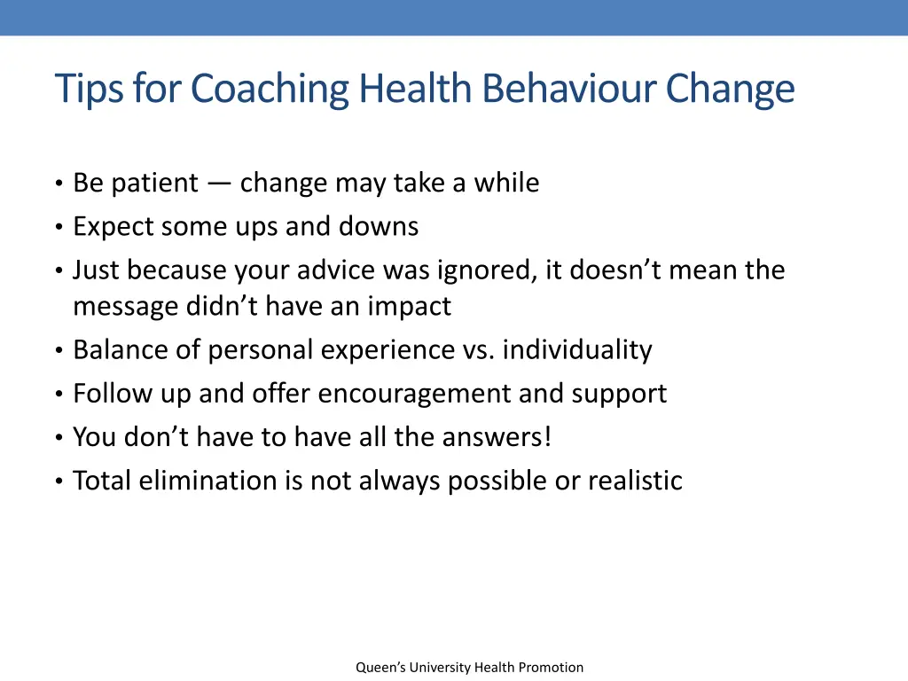 tips for coaching health behaviour change