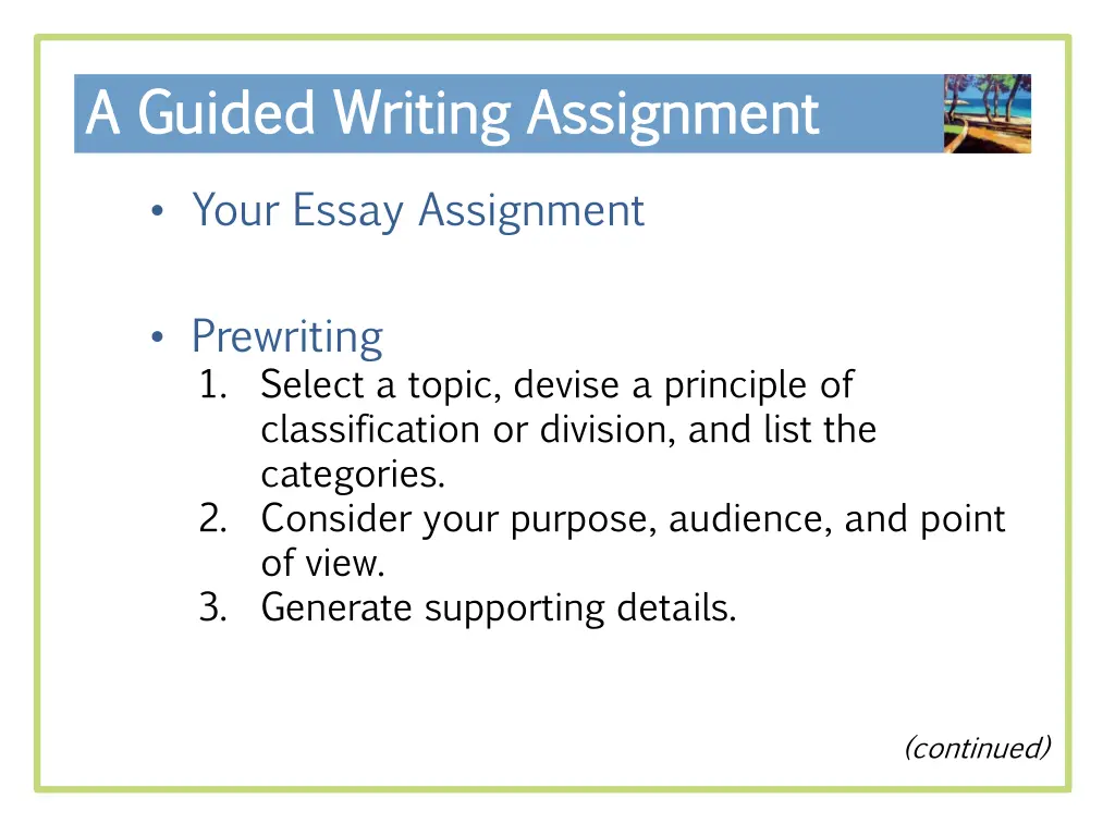 a guided writing assignment a guided writing