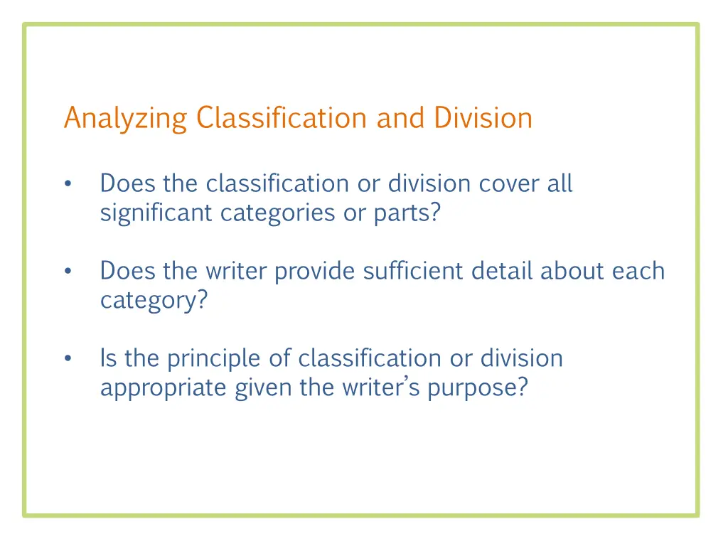 analyzing classification and division