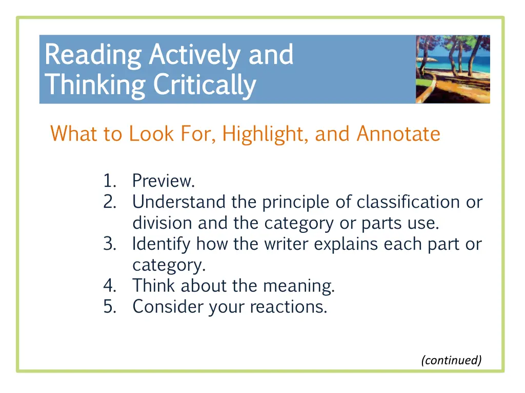 reading actively and reading actively