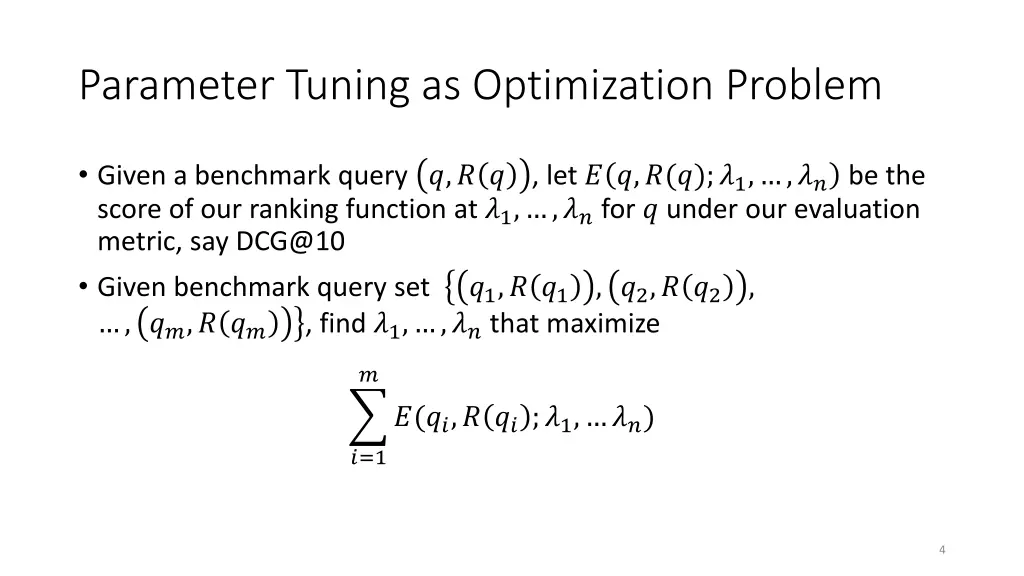 parameter tuning as optimization problem