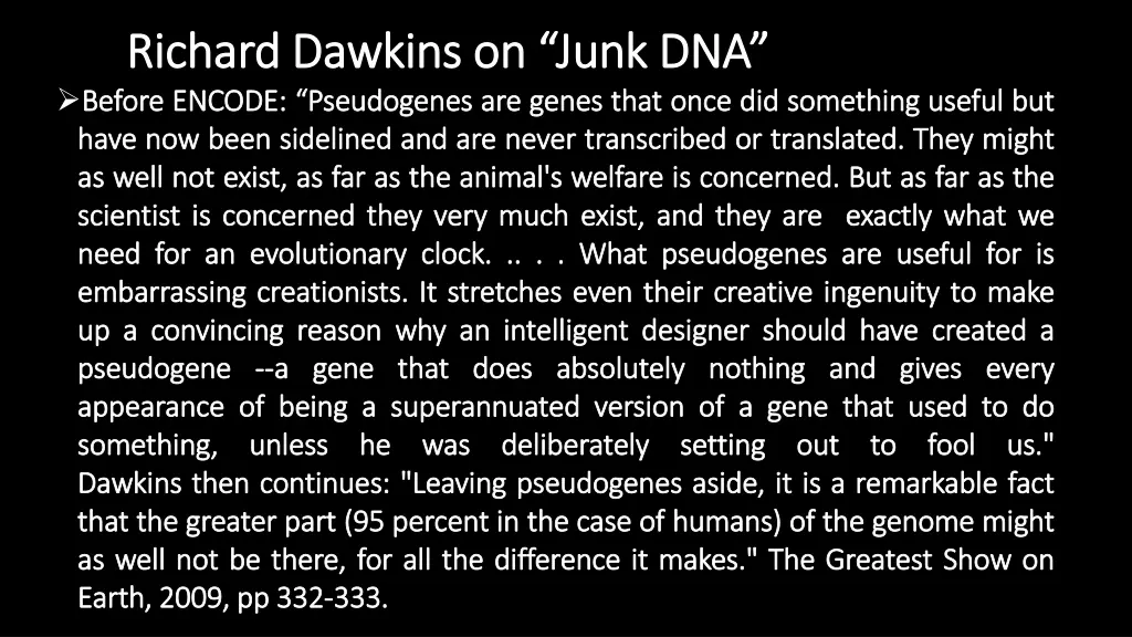 richard dawkins on junk dna richard dawkins