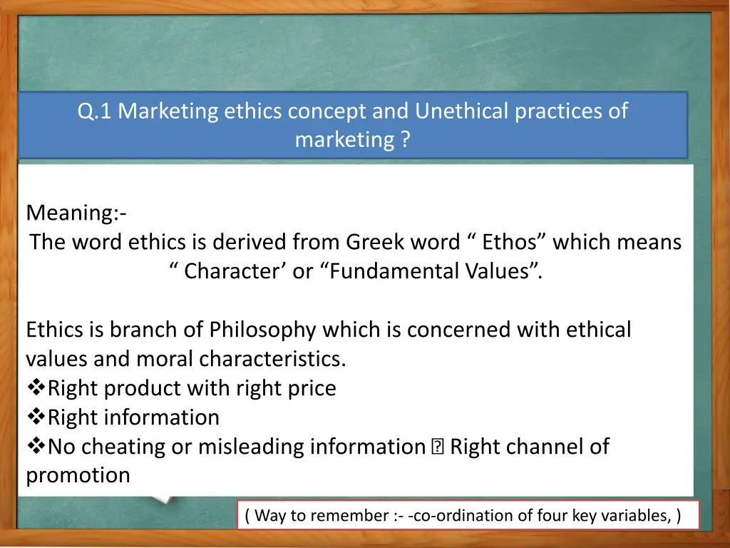 q 1 marketing ethics concept and unethical