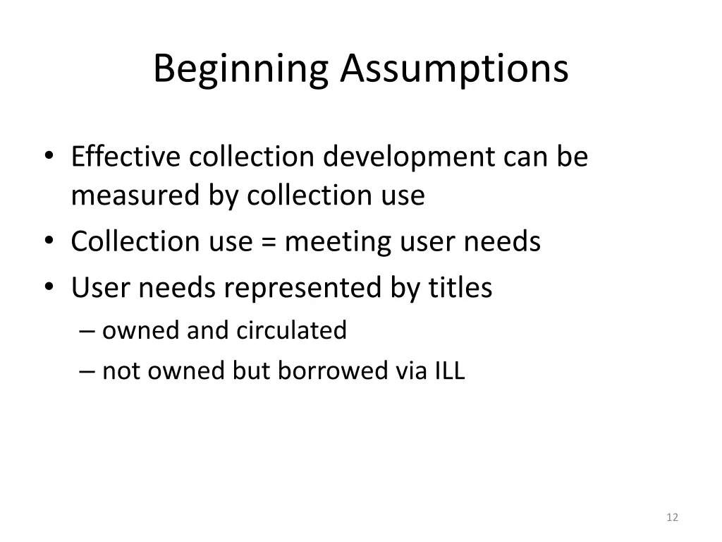 beginning assumptions