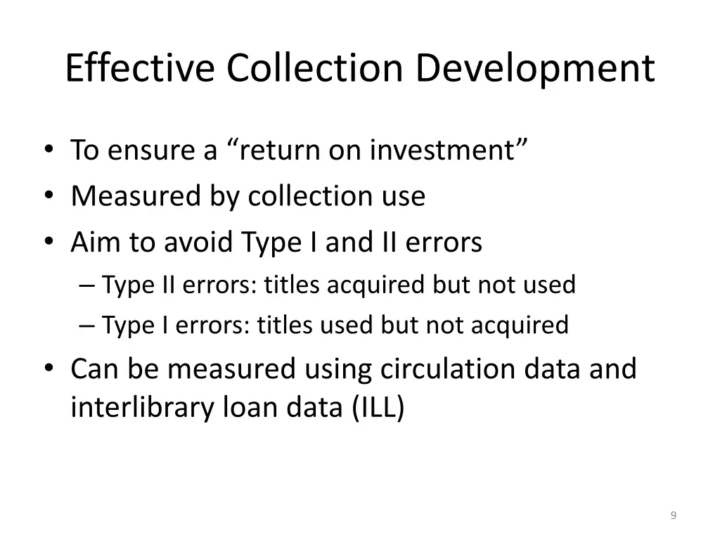 effective collection development